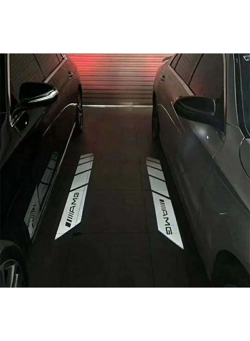 فيريكس قطعتان من مصابيح عرض شعار AMG على السجاد لسيارات مرسيدس بنز A وB وC وE وS وCLA وCLS وGLA وGLK | إضاءة ترحيبية LED لمرآة الرؤية الخلفية | شعار عالي الوضوح فائق السطوع، لا يبهت، مصابيح ترحيبية سهلة التركيب - Image 1